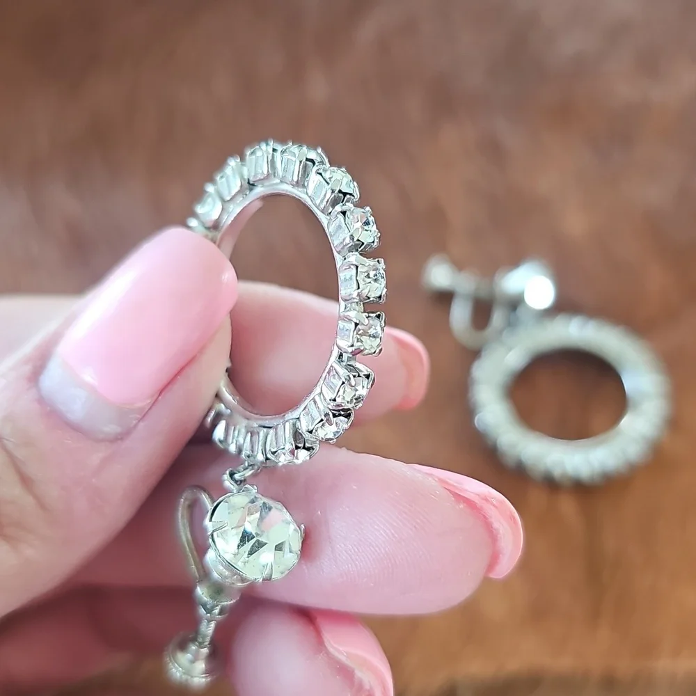 Vintage, Clip On Crystal Earrings